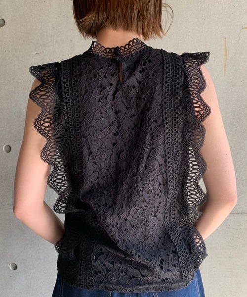 FUN.TRINITY(ファン トリニティー)の「ノースリケミカルレース(シャツ/ブラウス・レディース・ブラック/アイボリー/モカ・FREE)」の5枚目の写真