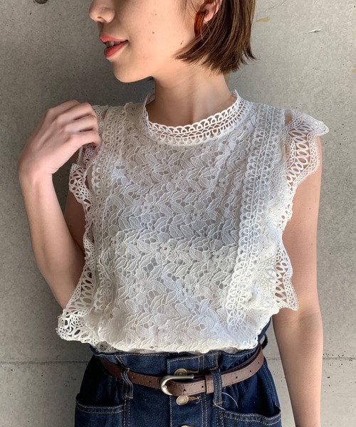 FUN.TRINITY(ファン トリニティー)の「ノースリケミカルレース(シャツ/ブラウス・レディース・ブラック/アイボリー/モカ・FREE)」の10枚目の写真