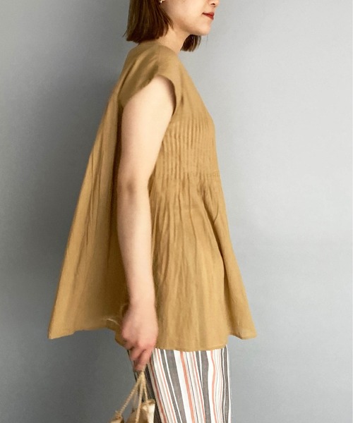 PICCIN(ピッチン)の「コットンボイルピンタックブラウス(シャツ/ブラウス・レディース・ブラック/ベージュ/オフホワイト/ピンク/ブルー/グリーン・M)」の21枚目の写真