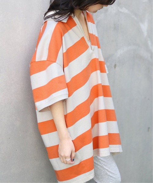 SLOBE citron.（スローブシトロン）の「SLOBE citron. Miss you UK BIG ラガープルオーバー◆（Tシャツ/カットソー・レディース・ブルー/オレンジ・FREE）」の2枚目の写真