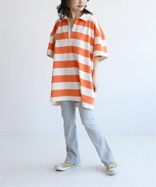 SLOBE citron.◆長袖シャツ/--/コットン/BLU/24-050-924-5000-4-0/使用感有 セール】SLOBE citron.カーブショートスリーブクロップドシャツ