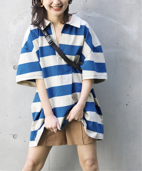 SLOBE citron.◆長袖シャツ/--/コットン/BLU/24-050-924-5000-4-0/使用感有 セール】SLOBE citron. Miss you UK BIG ラガープルオーバー