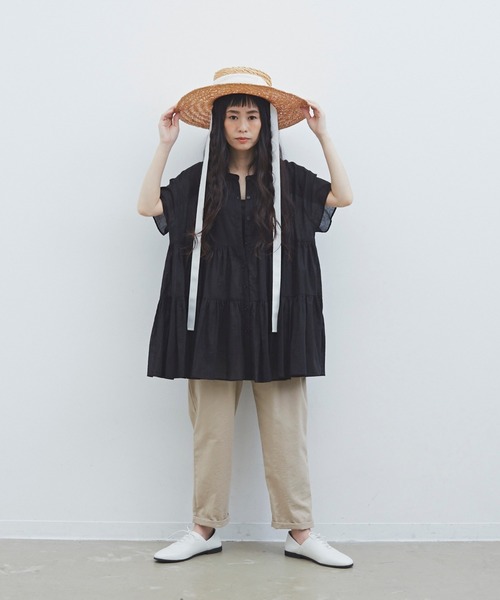 Libra Cue(リブラ キュー)の「Libra ハーフスリーブティアードブラウス(シャツ/ブラウス・レディース・ホワイト/ブラック/モカ・FREE)」の18枚目の写真