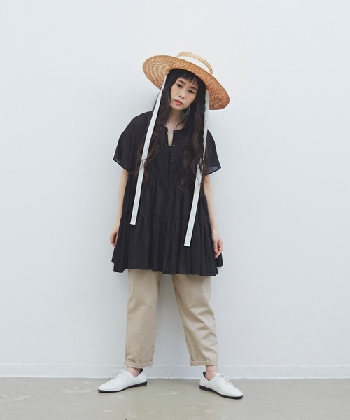 Libra Cue(リブラ キュー)の「Libra ハーフスリーブティアードブラウス(シャツ/ブラウス・レディース・ホワイト/ブラック/モカ・FREE)」の19枚目の写真