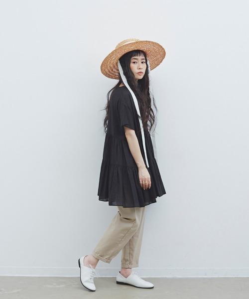 Libra Cue(リブラ キュー)の「Libra ハーフスリーブティアードブラウス(シャツ/ブラウス・レディース・ホワイト/ブラック/モカ・FREE)」の20枚目の写真