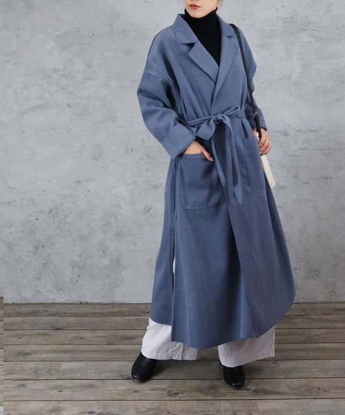 Riberry（リベリー）の「サイドスリットBIGロングコート（チェスターコート・レディース・ブラック/ブラウン/ブルー/アイボリー/モカ・MEDIUM/LARGE）」の5枚目の写真