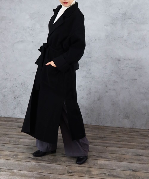 Riberry（リベリー）の「サイドスリットBIGロングコート（チェスターコート・レディース・ブラック/ブラウン/ブルー/アイボリー/モカ・MEDIUM/LARGE）」の3枚目の写真