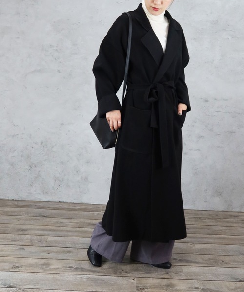 Riberry（リベリー）の「サイドスリットBIGロングコート（チェスターコート・レディース・ブラック/ブラウン/ブルー/アイボリー/モカ・MEDIUM/LARGE）」の6枚目の写真