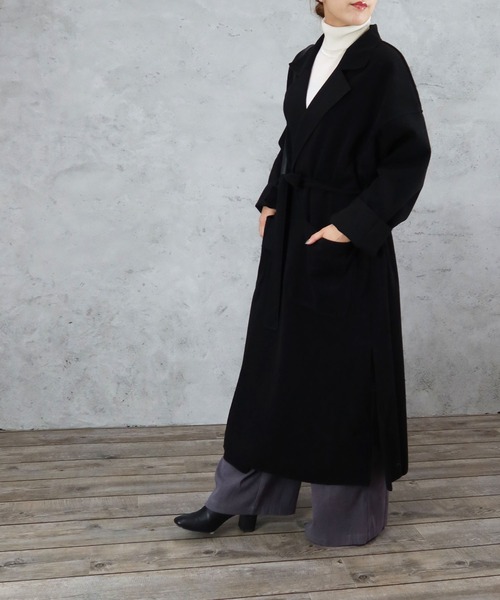 Riberry（リベリー）の「サイドスリットBIGロングコート（チェスターコート・レディース・ブラック/ブラウン/ブルー/アイボリー/モカ・MEDIUM/LARGE）」の11枚目の写真