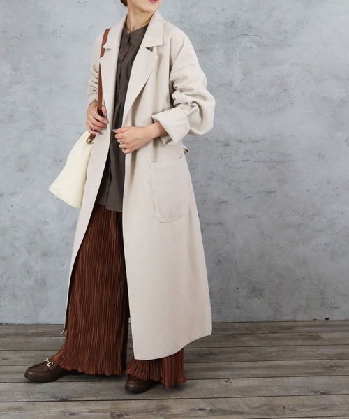 Riberry（リベリー）の「サイドスリットBIGロングコート（チェスターコート・レディース・ブラック/ブラウン/ブルー/アイボリー/モカ・MEDIUM/LARGE）」の12枚目の写真