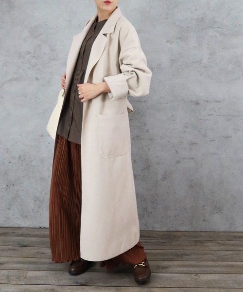 Riberry（リベリー）の「サイドスリットBIGロングコート（チェスターコート・レディース・ブラック/ブラウン/ブルー/アイボリー/モカ・MEDIUM/LARGE）」の13枚目の写真