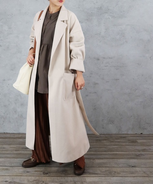 Riberry（リベリー）の「サイドスリットBIGロングコート（チェスターコート・レディース・ブラック/ブラウン/ブルー/アイボリー/モカ・MEDIUM/LARGE）」の15枚目の写真