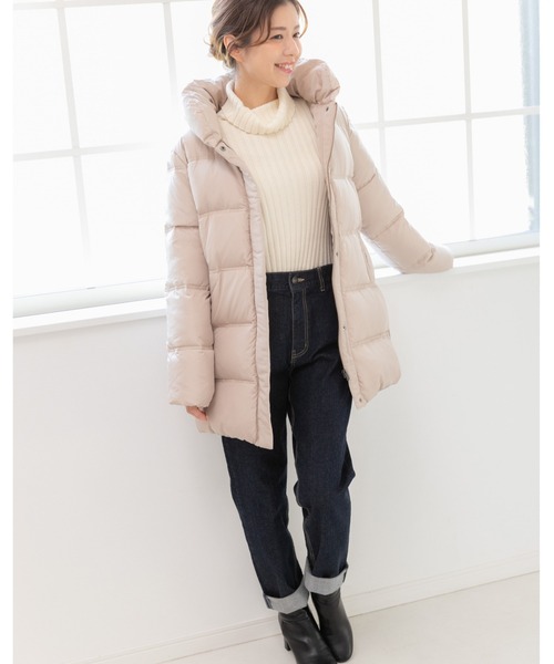 PREFERIR(プレフェリール)の「ダウンコート ミドル丈(ダウンジャケット/コート・レディース・ブラック/ベージュ/チャコールグレー・SMALL/LARGE/MEDIUM)」の3枚目の写真