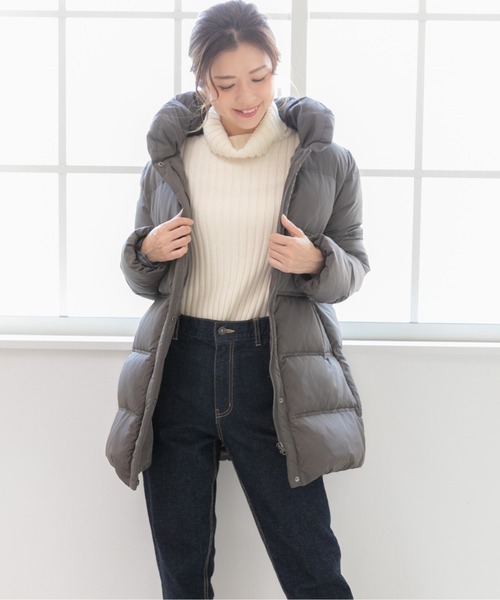 PREFERIR(プレフェリール)の「ダウンコート ミドル丈(ダウンジャケット/コート・レディース・ブラック/ベージュ/チャコールグレー・SMALL/LARGE/MEDIUM)」の7枚目の写真