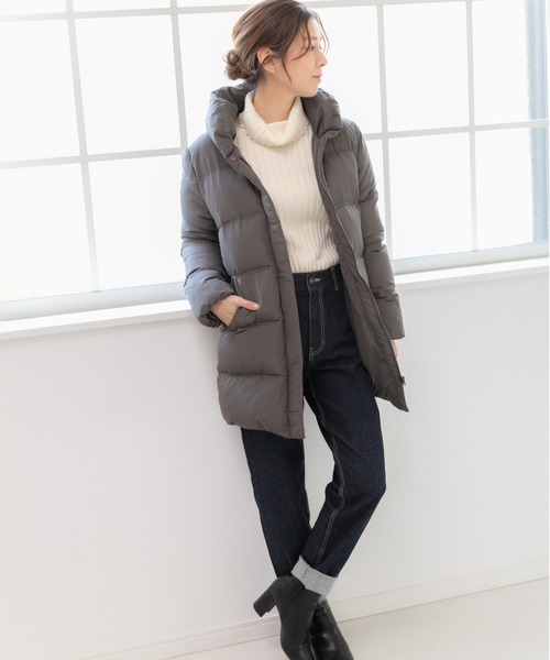 PREFERIR(プレフェリール)の「ダウンコート ミドル丈(ダウンジャケット/コート・レディース・ブラック/ベージュ/チャコールグレー・SMALL/LARGE/MEDIUM)」の6枚目の写真