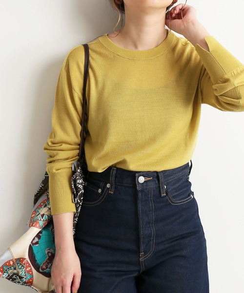 SLOBE IENA（スローブイエナ）の「ウォッシャブルハイゲージコンパクトクルーネックプルオーバー【手洗い可能】◆（ニット/セーター・レディース・ブラック/ベージュ/レッド/イエロー・FREE）」の3枚目の写真