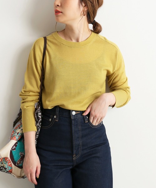 SLOBE IENA（スローブイエナ）の「ウォッシャブルハイゲージコンパクトクルーネックプルオーバー【手洗い可能】◆（ニット/セーター・レディース・ブラック/ベージュ/レッド/イエロー・FREE）」の5枚目の写真