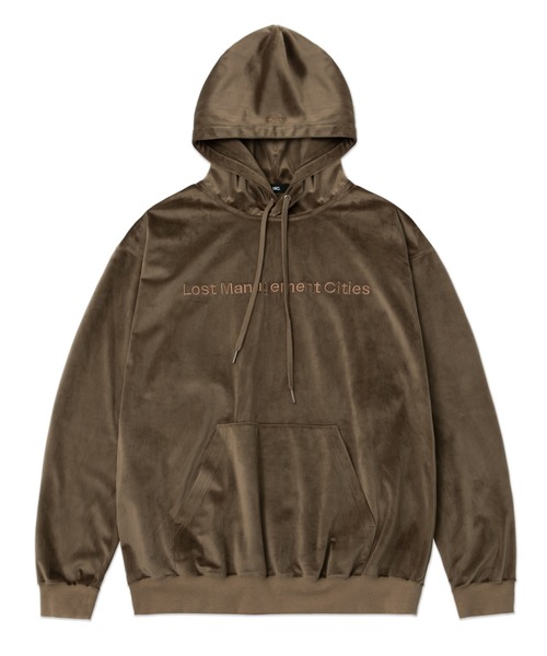 ★手元在庫割引★LMC★VELOUR FN OVERSIZED HOODIE_2色 LMCの「【LMC】VELOUR FN OVERSIZED HOODIE / ベロア FN ロゴ