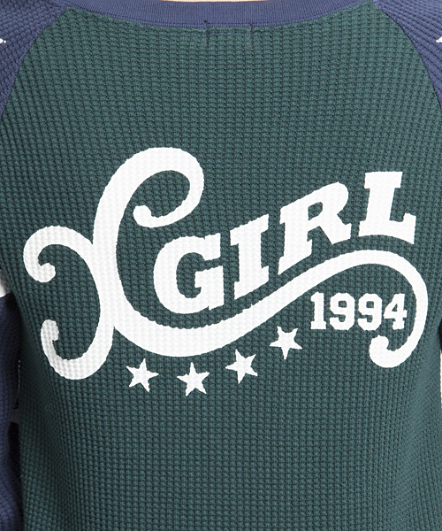 X-girl（エックスガール）の「WAFFLE L/S DRESS（ワンピース・レディース・ブラック/アッシュ/グリーン・1/2）」の9枚目の写真