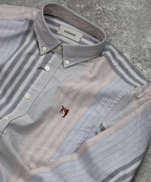 GLOSTER（グロスター）の「【unlume/アンルーム】OX ボタンダウン シャツ（シャツ/ブラウス・メンズ・ホワイト/ブルー系その他/ホワイト系その他5/ブラック系その他5・L/M/S/XL）」の4枚目の写真