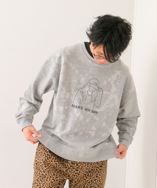 VENCEEXCHANGE(ヴァンスエクスチェンジ)の「ブリーチドリップガール裏毛プルオーバー(スウェット・メンズ・ターコイズブルー/ベージュ/グレー・L/M)」の2枚目の写真