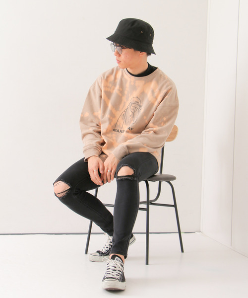 VENCEEXCHANGE(ヴァンスエクスチェンジ)の「ブリーチドリップガール裏毛プルオーバー(スウェット・メンズ・ターコイズブルー/ベージュ/グレー・L/M)」の8枚目の写真