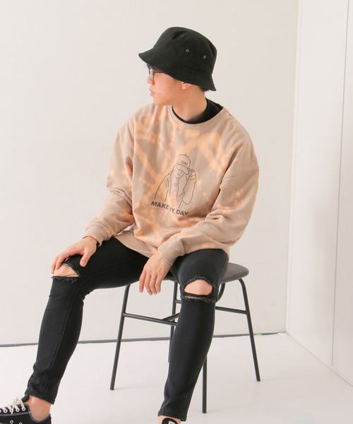 VENCEEXCHANGE(ヴァンスエクスチェンジ)の「ブリーチドリップガール裏毛プルオーバー(スウェット・メンズ・ターコイズブルー/ベージュ/グレー・L/M)」の10枚目の写真