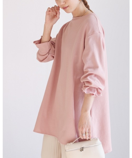 reca(レカ)の「ふんわりAラインシルエット!タックスリーブフレアカットソー(Tシャツ/カットソー・レディース・アイボリー/ブラック/ピンク/カーキ/グレイッシュベージュ/ミント/チャコール/ブルー/キャメル/レッド系/イエロー/キナリ/ピンク系その他・FREE)」の12枚目の写真