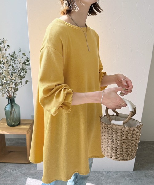 reca(レカ)の「ふんわりAラインシルエット!タックスリーブフレアカットソー(Tシャツ/カットソー・レディース・アイボリー/ブラック/ピンク/カーキ/グレイッシュベージュ/ミント/チャコール/ブルー/キャメル/レッド系/イエロー/キナリ/ピンク系その他・FREE)」の9枚目の写真