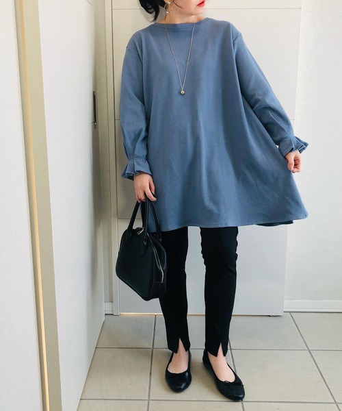 タックスリーブフレアカットソー