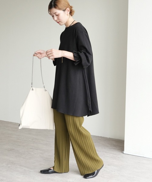 セール】ふんわりAラインシルエット！タックスリーブフレアカットソー