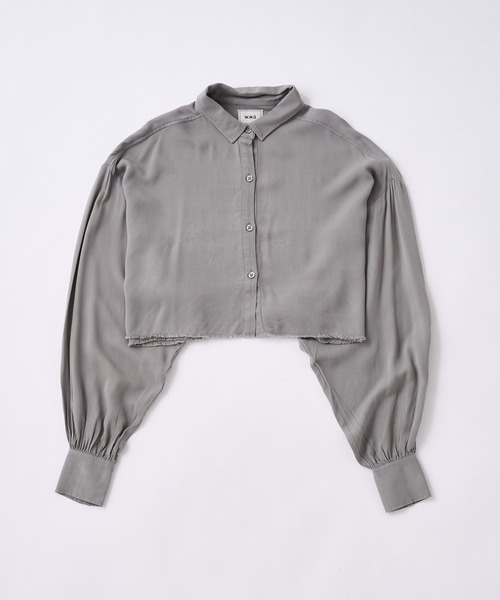 WHO'S WHO gallery（フーズフーギャラリー）の「ダメージショートシャツ（シャツ/ブラウス・レディース・ライトグレー/ブラック/ブラウン/オフホワイト/カーキ/ブルー/グリーン/アイボリー/ブラック系その他/グレー・FREE）」の11枚目の写真