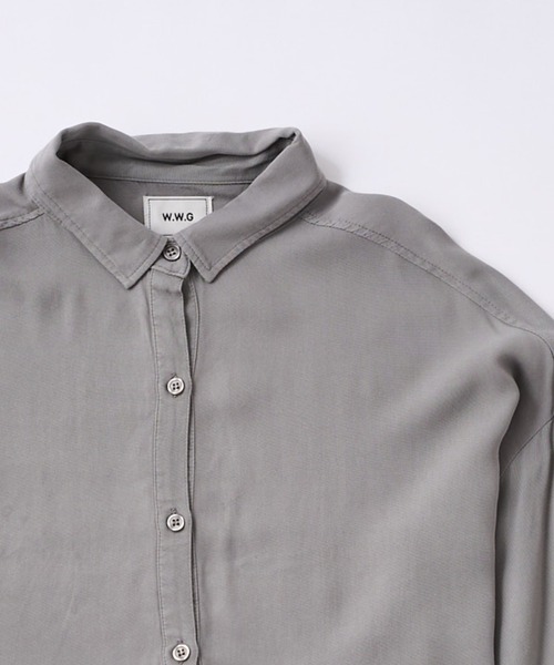 WHO'S WHO gallery（フーズフーギャラリー）の「ダメージショートシャツ（シャツ/ブラウス・レディース・ライトグレー/ブラック/ブラウン/オフホワイト/カーキ/ブルー/グリーン/アイボリー/ブラック系その他/グレー・FREE）」の12枚目の写真