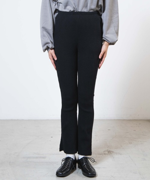 WEGO（ウィゴー）の「WEGO/リブフレアパンツ（スラックス・レディース・ブラック・FREE）」の8枚目の写真