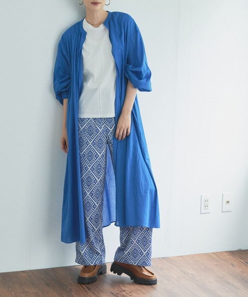 audrey and john wad（オードリーアンドジョンワッド）の「インドコットン ロングガウン -ウォッシャブル-（その他アウター・レディース・ブラック/ブルー/アイボリー/ダークオレンジ・FREE）」の4枚目の写真