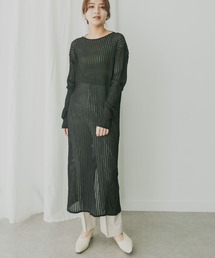 KBF+ | KBF+　メッシュニットバックオープンワンピース(ワンピース)