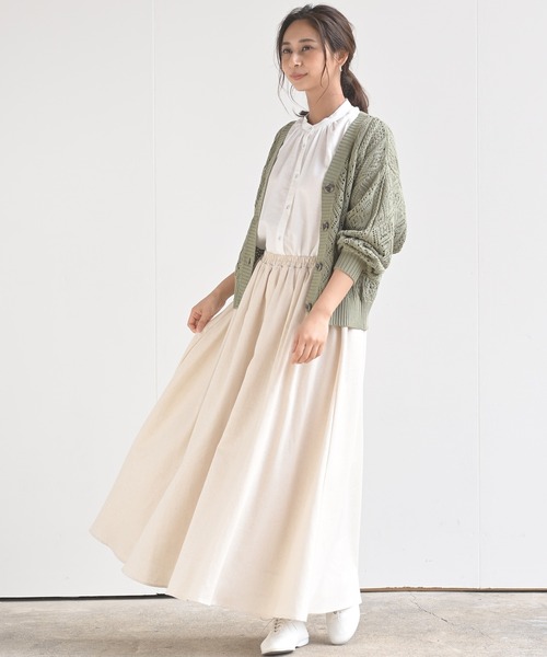 rps（アールピーエス）の「テンセル綿麻バンドカラー７分袖シャツ（シャツ/ブラウス・レディース・オフホワイト/グレイッシュベージュ/ライトカーキ/ブルー/ストライプ/ブラック/チェック・M/フリー）」の13枚目の写真