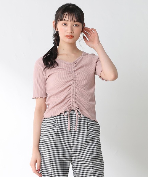 colza（コルザ）の「ドロスト使いトップス（Tシャツ/カットソー・レディース・ブラック/ベージュ/ブラウン/ピンク/ホワイト・M/L/S）」の5枚目の写真