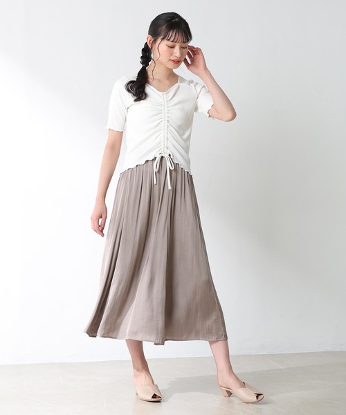 colza（コルザ）の「ドロスト使いトップス（Tシャツ/カットソー・レディース・ブラック/ベージュ/ブラウン/ピンク/ホワイト・M/L/S）」の16枚目の写真