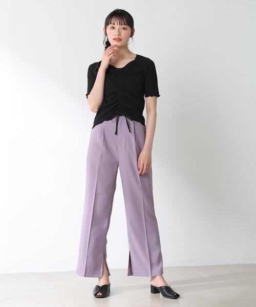 colza（コルザ）の「ドロスト使いトップス（Tシャツ/カットソー・レディース・ブラック/ベージュ/ブラウン/ピンク/ホワイト・M/L/S）」の9枚目の写真