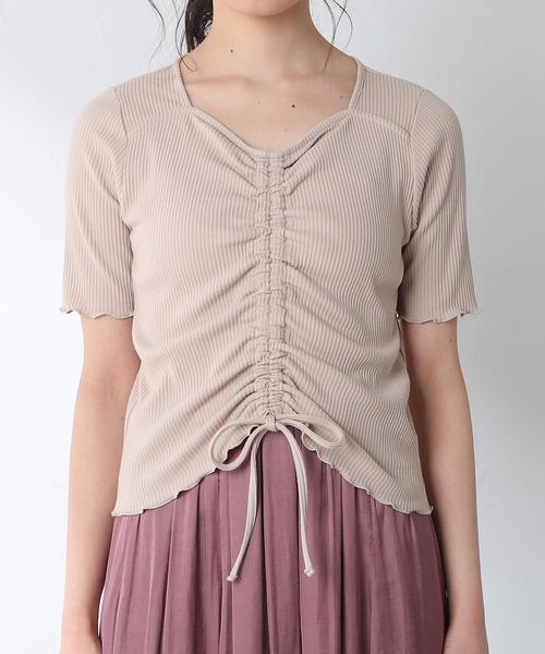 colza（コルザ）の「ドロスト使いトップス（Tシャツ/カットソー・レディース・ブラック/ベージュ/ブラウン/ピンク/ホワイト・M/L/S）」の14枚目の写真