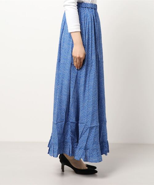 yuw（ユウ）の「ドットスソフリルスカート　942756（スカート・レディース・ブラック/ブルー・FREE）」の3枚目の写真