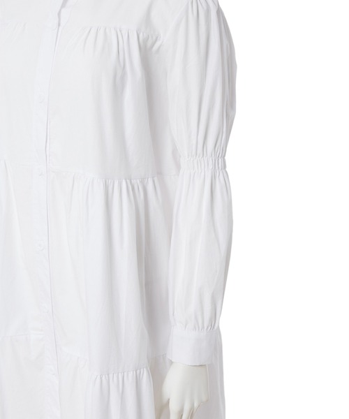 fifth calin（フィフスカラン）の「ジュリエットスリーブノーカラーシャツワンピース（ワンピース・レディース・ホワイト/ベージュ・MEDIUM）」の12枚目の写真