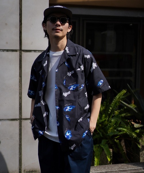 Schott ハワイアンシャツ Schott N.Y.C SCHOTT アロハシャツ ブラック サイズ：M (心斎橋