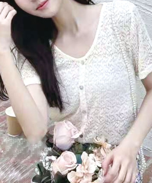 SPIGA（スピーガ）の「半袖ﾚｰｽﾄｯﾌﾟｽ（その他トップス・レディース・ベージュ/ホワイト/ピンク・FREE）」の2枚目の写真