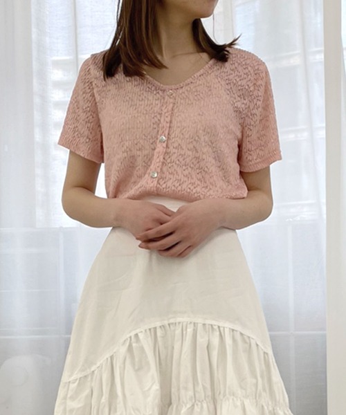 SPIGA（スピーガ）の「半袖ﾚｰｽﾄｯﾌﾟｽ（その他トップス・レディース・ベージュ/ホワイト/ピンク・FREE）」の3枚目の写真