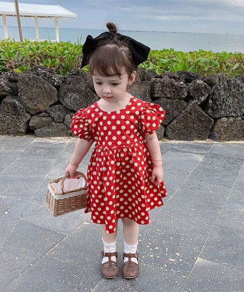 Aimoha Kids 新作 春夏 韓国子供服 ドット柄ヴィンテージ風ワンピース ワンピース Aimoha アイモハ のファッション通販 Zozotown