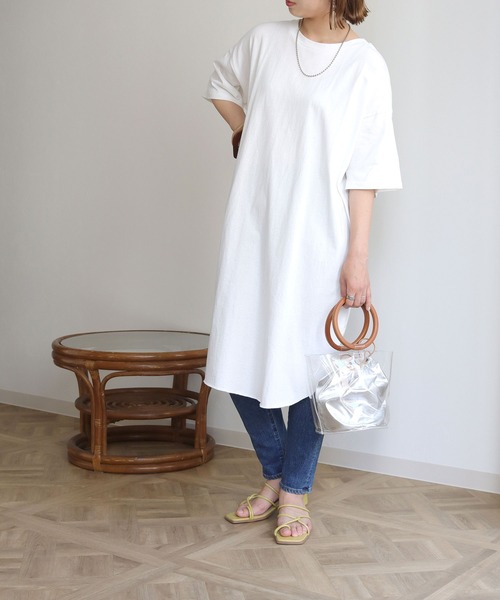 セール Hercloset ヘビーウェイトコットン100 バックスリットtシャツワンピース ワンピース Her Closet ハークローゼット のファッション通販 Zozotown