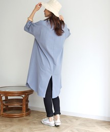 【HERCLOSET】7オンスヘビーウェイトコットンバックスリットTシャツワンピース