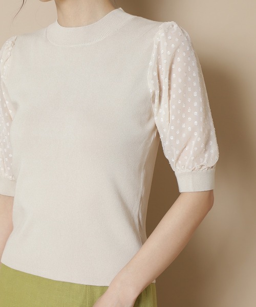 N.(N. Natural Beauty Basic)(エヌエヌナチュラルビューティーベーシック)の「【追加生産】◆シアースリーブニット(ニット/セーター・レディース・ブラック/オフホワイト・MEDIUM)」の7枚目の写真